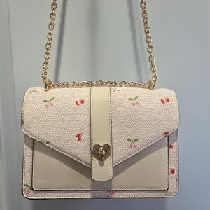 Aldo Pink Cherry Crossbody With Gold Tone Strap